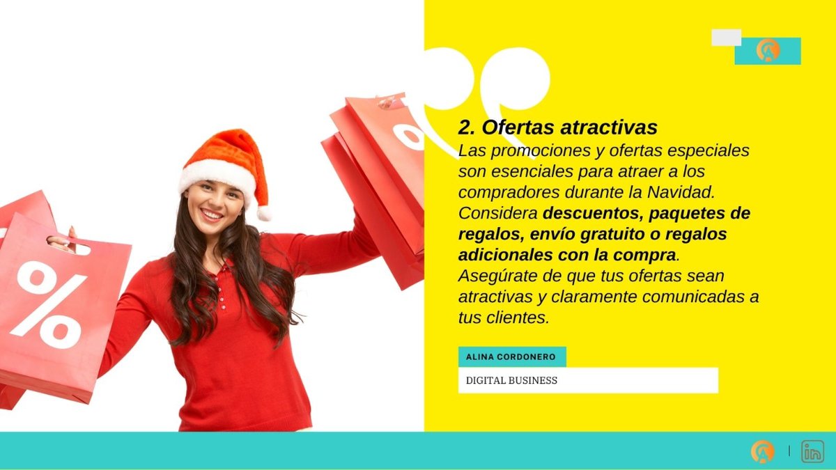 AlinaCordonero's tweet photo. ¡Prepara tu negocio para la Navidad! ✨
Planificación anticipada 🗓️ Marketing online, navideño, atractivo 🎄Ofertas creíbles y envío eficiente y envoltura de regalos 📦 Atención al cliente excepcional 👥Colaboraciones estratégicas 🤝 https://t.co/QcpvBgupkS