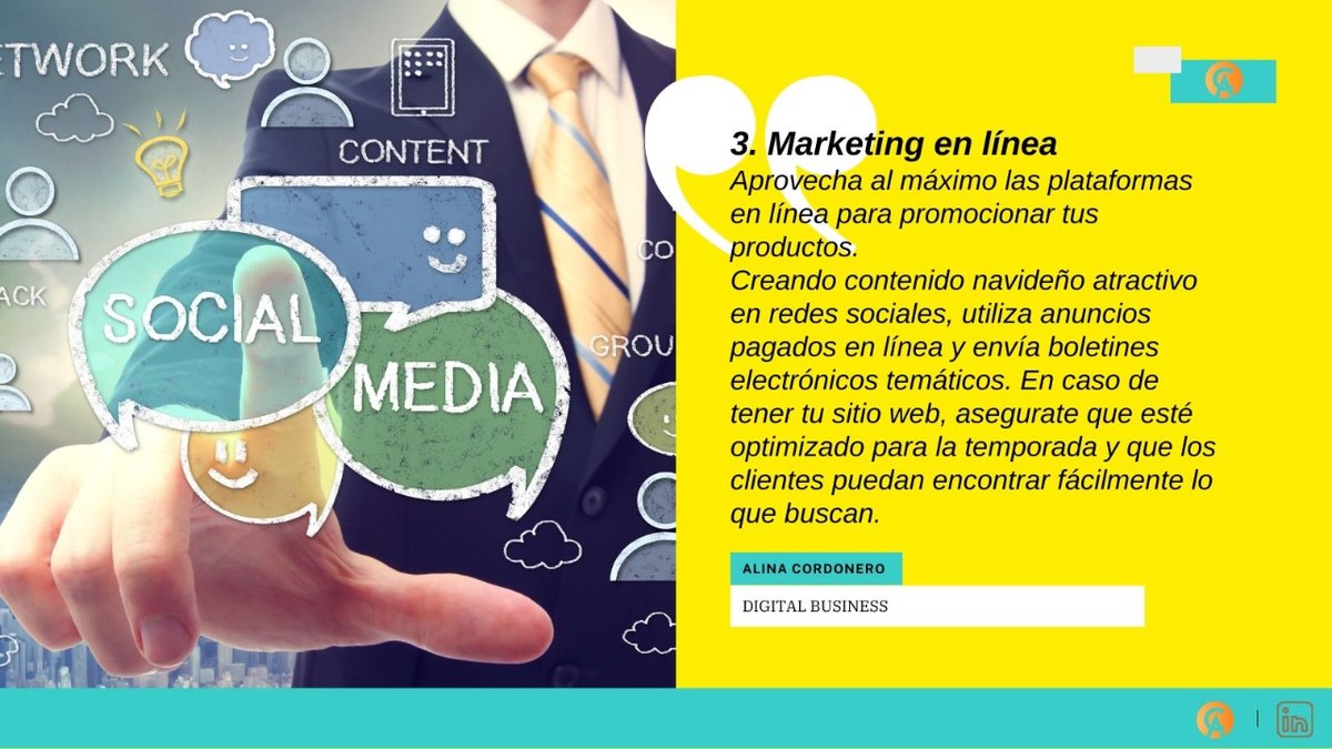AlinaCordonero's tweet photo. ¡Prepara tu negocio para la Navidad! ✨
Planificación anticipada 🗓️ Marketing online, navideño, atractivo 🎄Ofertas creíbles y envío eficiente y envoltura de regalos 📦 Atención al cliente excepcional 👥Colaboraciones estratégicas 🤝 https://t.co/QcpvBgupkS