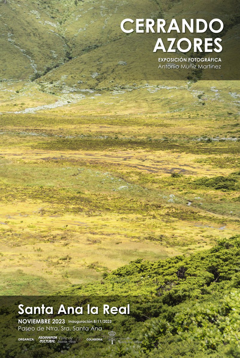 santaanalareal's tweet photo. 🟢«Cerrando Azores»
📷Exposición fotográfica. Antonio Muñiz Martínez.
🗓️Inauguración 08/11/2023
📌Paseo de Ntra. Sra. de Santa Ana. Santa Ana la Real
#SantaAnalaReal #Cultura #Fotografía #NoviembreCultural https://t.co/AVZr69hHlL