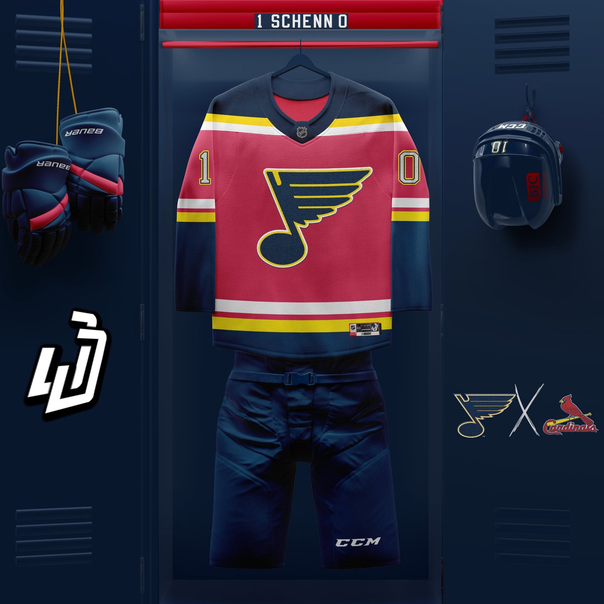 Team 5 in the series is a wrap, this kind of turned out like those weird Blues uniforms from the 90's that I really liked. Here is what the @StLouisBlues would look like outfitted in the colorways of the @Cardinals, basically the last other major sports franchise left in St.…