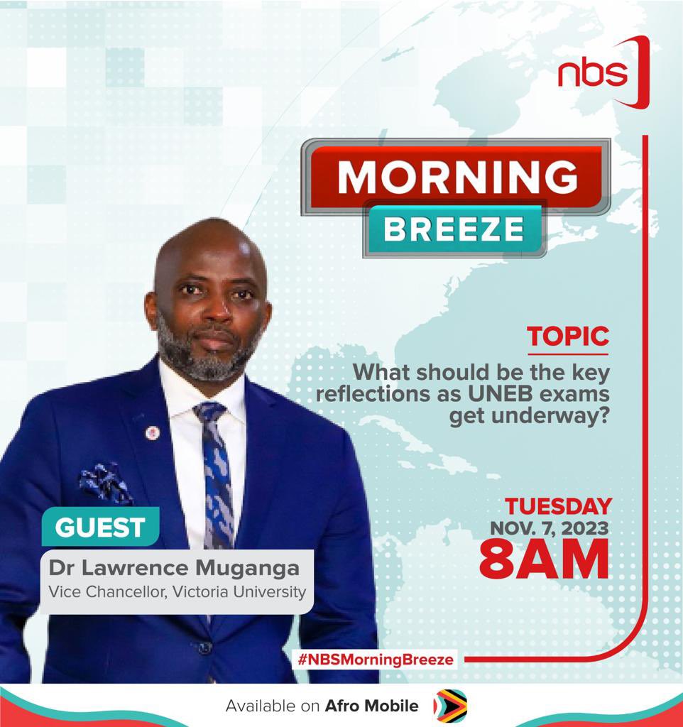 Join me tomorrow on #NBSMorningBreeze, on @nbstv, at 8 am. We will be shining a spotlight on the upcoming UNEB examinations, delving into the challenges, achievements, and discussing how we can ensure quality education for all. Be sure to tune in for this important conversation.