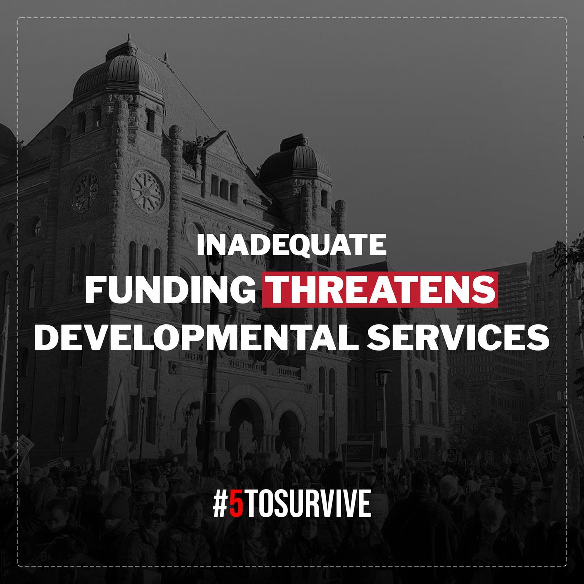 C_L_Windsor's tweet photo. Inadequate funding is threatening Developmental Services and the people who rely on them. Join us in calling on the Government of Ontario to provide an immediate 5% increase to base funding, including Passport and Special Services at Home! #5ToSurvive https://t.co/DvUMxKpFa7