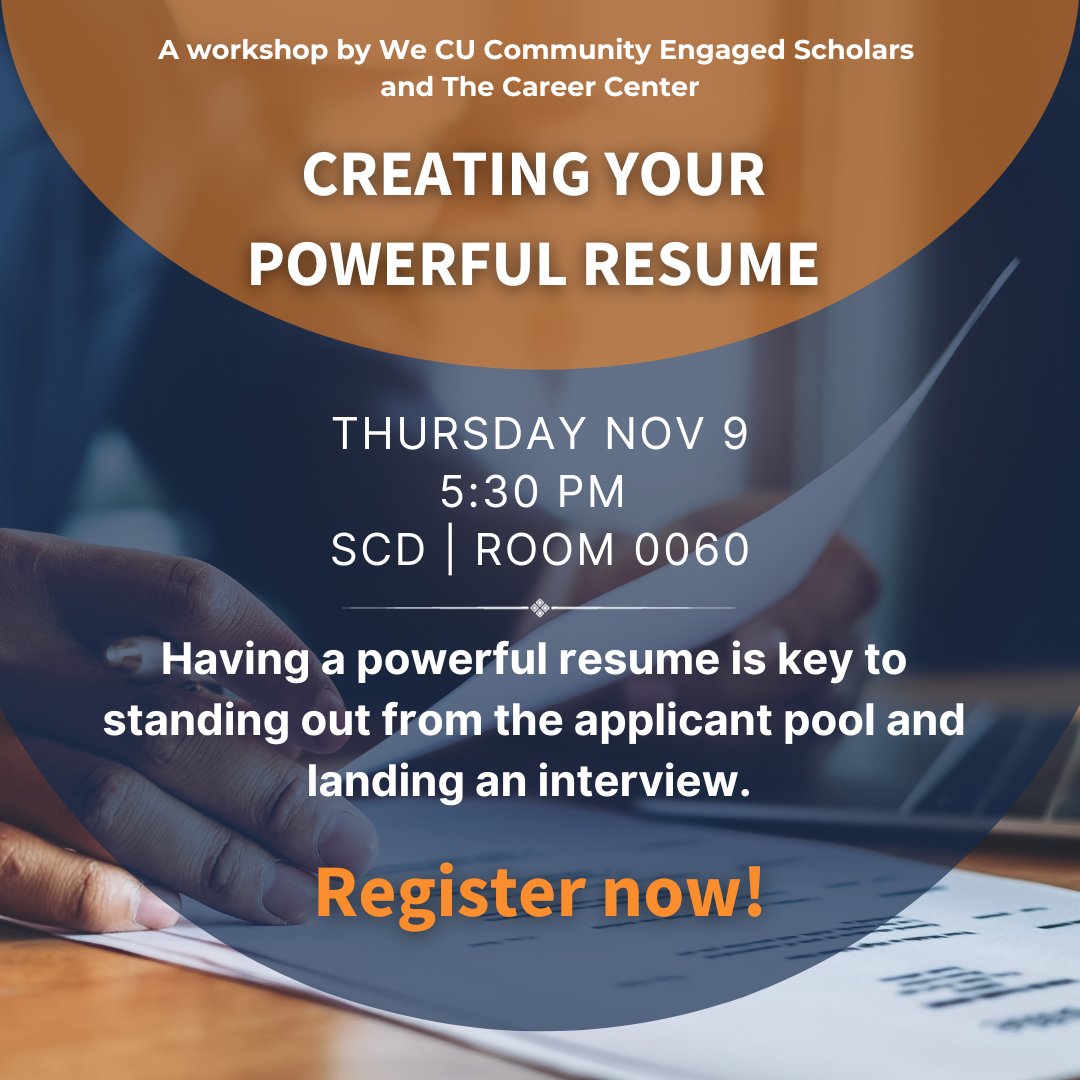 📢@Uoflllinois students! Register now for Creating Your Powerful Resume, a workshop by We CU and <a href="/UoICareerCenter/">The Career Center</a>. We’ll cover how to highlight your service work in your resume, and how to make your application stand out. Learn more at forms.illinois.edu/sec/1635767388
