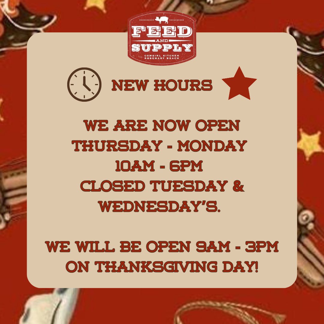 ckfeedandsupply's tweet photo. ⭐️ NEW HOURS ALERT 🕰️Starting this week, we’re open Thursday to Monday from 10am to 6pm. Please note, we’ll be closed on Tuesdays and Wednesdays. But guess what? We’ll be here on Thanksgiving Day from 9am to 3pm to assist you with all your feed and supply needs! See you soon! https://t.co/10a1s7NffV