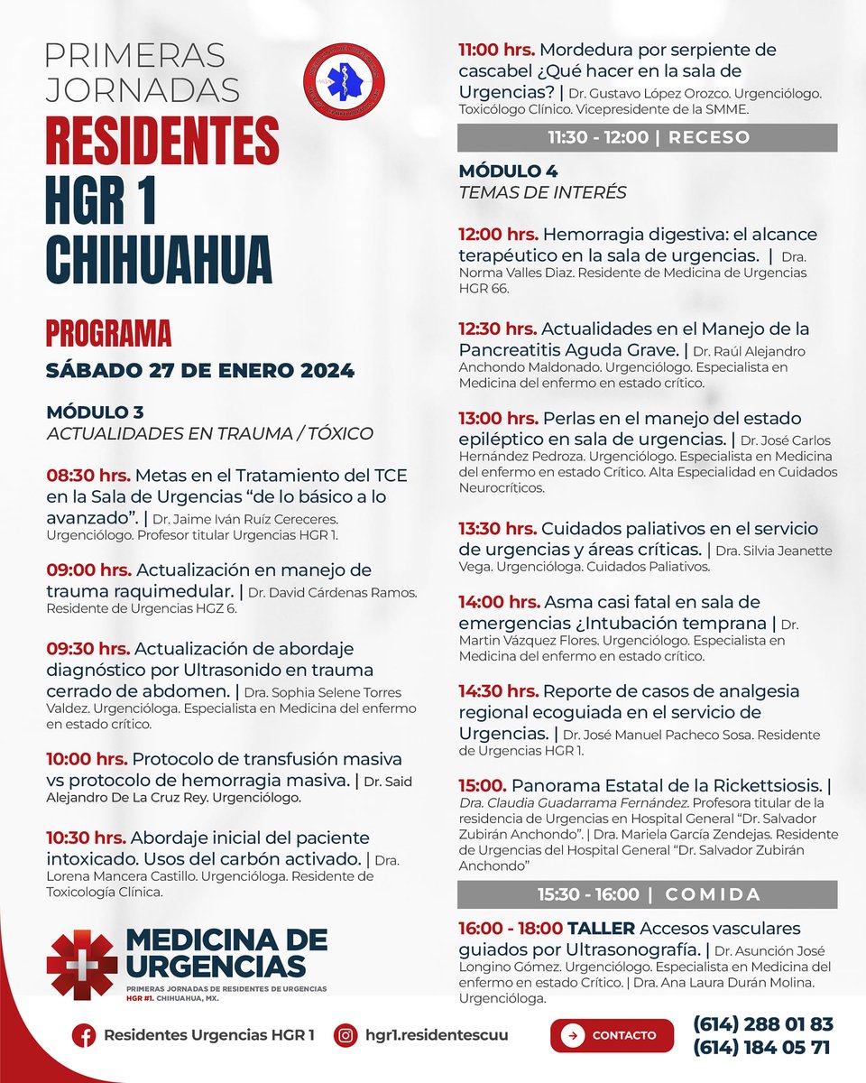 SaidDLCR's tweet photo. En Chihuahua, por vez primera, la mayoria de las sedes de Medicina de Urgencias del estado, se reuniran en estas Jornadas, organizadas por los #ResidentesUrgenciasIMSSMorelos

Es un evento al q los chavos le han metido muchas ganas, y estaria suave si echan la mano c/difusión ;) https://t.co/trvp1fZzvg