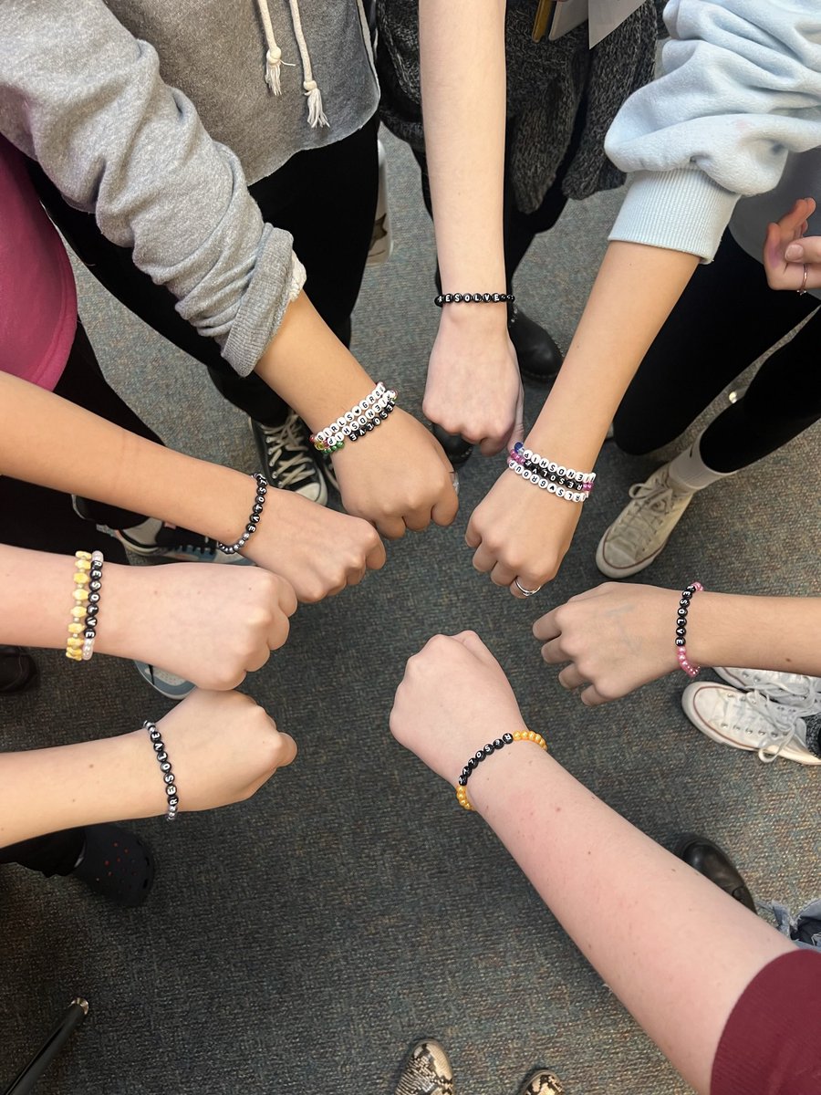 MrsPitzerMMS's tweet photo. Each time Girls Group meets, each member gets a bracelet with a word that represents that sessions lesson! Our collection so far! #girlsgroup #mmsmustangs https://t.co/84q0jFv1vH