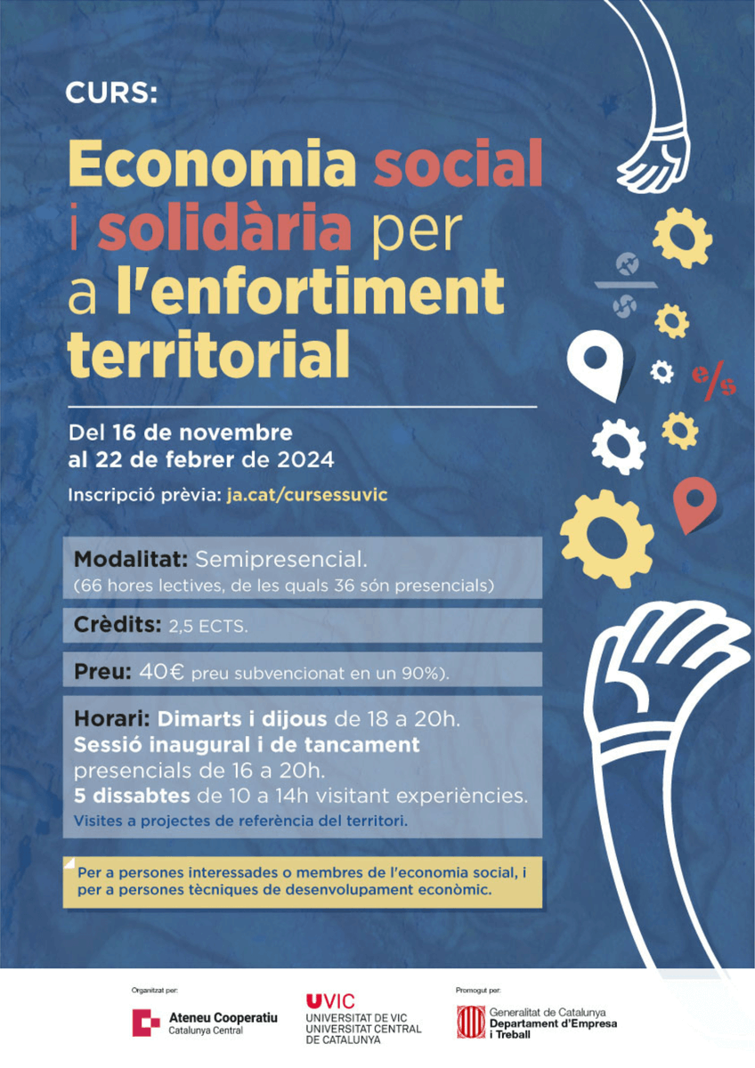 CoopCatCentral's tweet photo. ☀️T'interessen les #comunitatsenergètiques? Amb el #cursESS organitzat amb la @uvic_epostgrau en visitarem algunes d'Osona, tractant la #sobiraniaenergètica
🗣️Si coneixes algú a qui li pugui interessar, comparteix-li!
👉Més informació i inscripcions: https://t.co/ftBKLk8lk2 https://t.co/OGBCWaaT1a