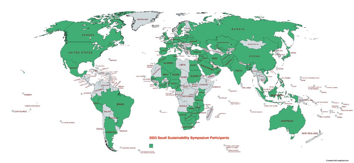 It's astonishing to see how many participants attended the "Saudi Sustainability Symposium" 2023 edition 🤗 organized by Sustainability Professionals of Saudi Arabia (SPSA) <a href="/susprosaudi/">SPSA جمعية محترفي الاستدامة السعودية</a> 

Believe it or not, there were over 1200 attendees from 92 countries 🌍 
The image shows the