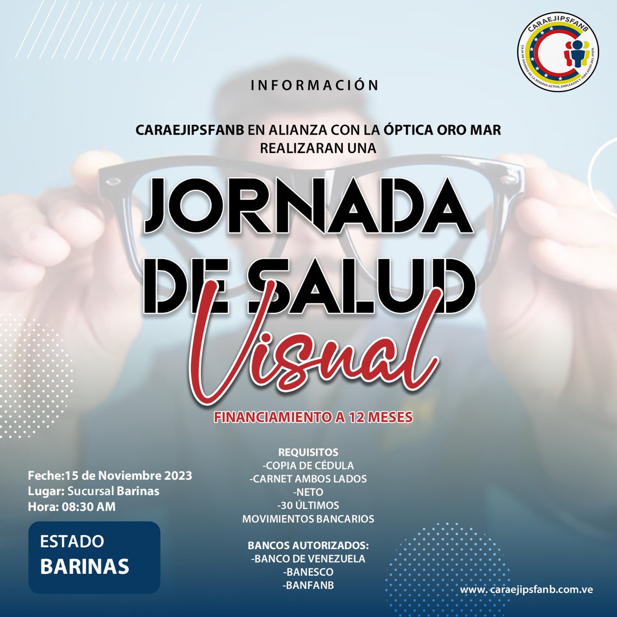 #6Nov 🚨 #Barinas La salud visual es importante, por ello tu <a href="/CARAEJIPSFANB2/">CARAEJIPSFANB</a>, te brindará una jornada con profesionales que estarán al servicio de todos nuestros afiliados; ofreceremos asesoría, además podrán adquirir lentes a precios accesibles.

¡Asiste, te esperamos!