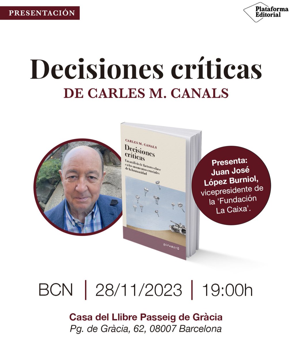 Acte de presentació a Casa del Libro del meu llibre "Decisiones críticas", d' <a href="/EdAlfabeto/">Editorial Alfabeto</a> (Grup Plataforma Editorial <a href="/PlataformaEdit/">Plataforma Editorial</a> ). 28 novembre, Barcelona.