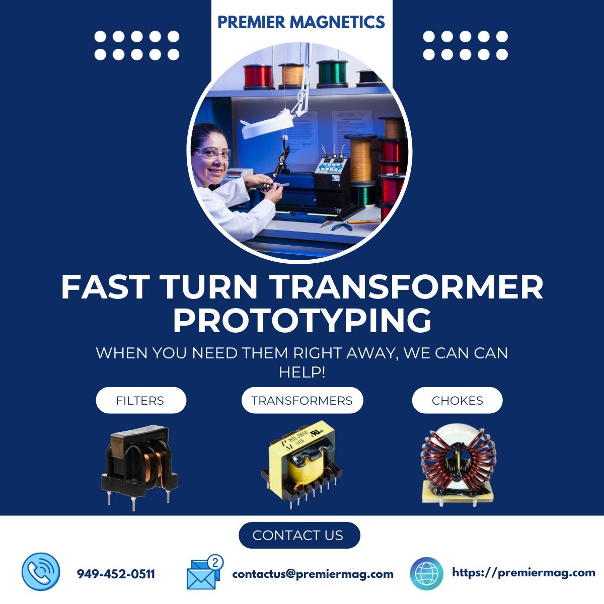 PremierMagINC's tweet image. When you absolutely have to have them right away......contact us! #fastturn @samplesupport @prototypes #transformers #inductors #powersupply #premiermagnetics #filters #emi