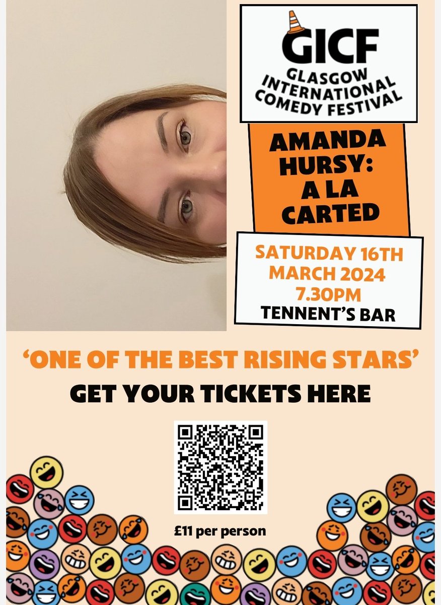 Stand up comedy show .
Thank you to those of you who have bought ticket already. 

To get yours scan the QR code or click the link glasgowcomedyfestival.seetickets.com/event/amanda-h…

Ideal for secret Santa's and stocking fillers.

X