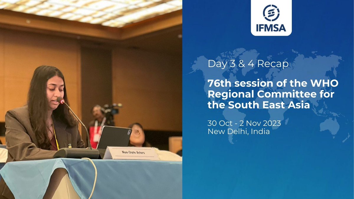 IFMSA's tweet photo. On Day 3 of @WHOSEARO #RC76, IFMSA delivered a statement calling to action member states to implement digital health systems to improve access, equity and quality of healthcare services to achieve Universal Health Coverage and health related SDGs. #Youth4Health #Health4All https://t.co/WhvSKK1OGo