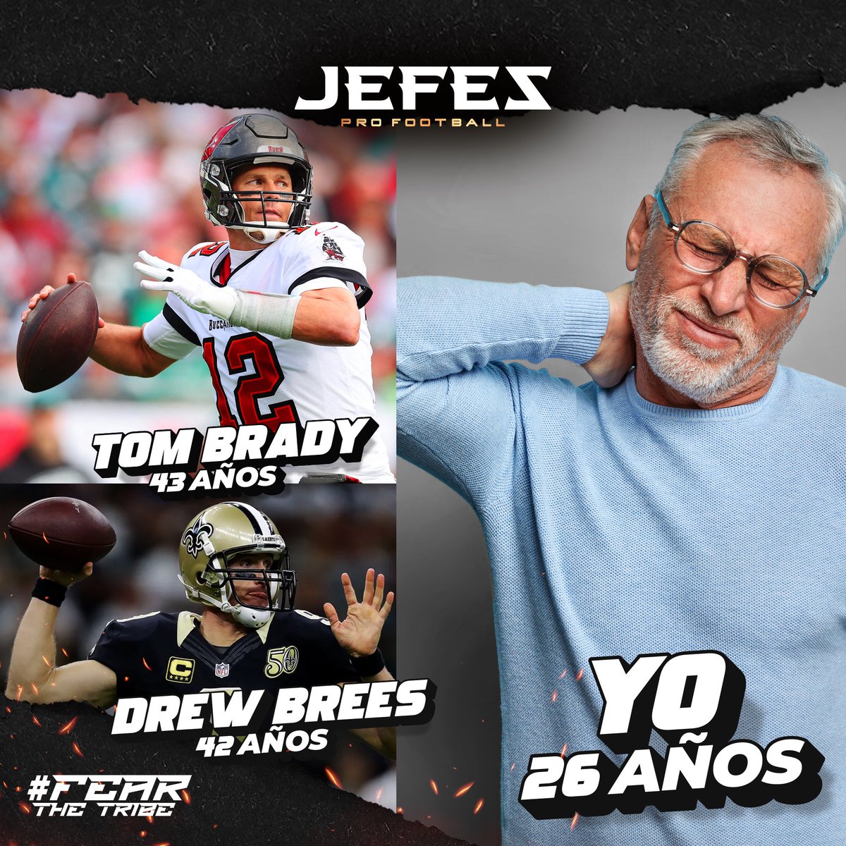 ¡A BigBoss ya le duele la rodilla! ¿Y a ustedes? #FearTheTribe #ProFootballJrz #NFL #humor