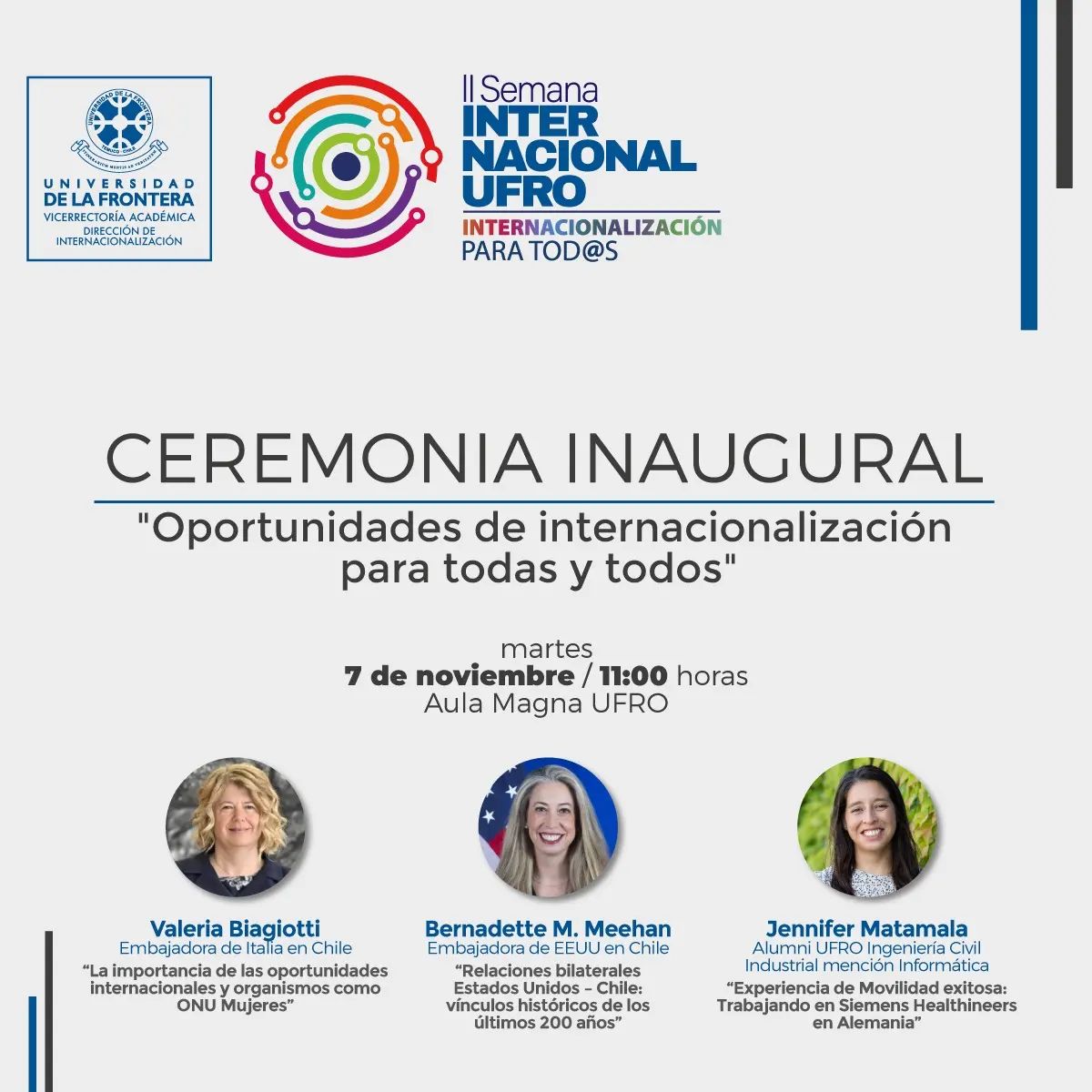 🔵 ¡Explora nuevas fronteras con la #UFRO! Únete a la Segunda Semana Internacional.

▶ Recuerda que además, podrás seguir la transmisión en vivo a través de YouTube Ufromedios youtube.com/@UfroMediosChi…

#SemanaInternacional #PertenenciaTerritorial #Educación