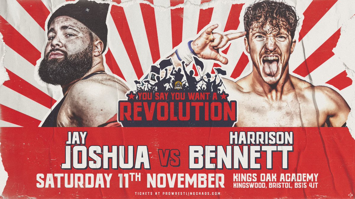 chaos_wrestling's tweet photo. MATCH ANNOUNCEMENT 

Earlier today we received a messages from Bennett asking if Jay Joshua was in a match this Saturday and if not he’d love to step in the ring with him. 

JAY JOSHUA VS HARRISON BENNETT
THIS SATURDAY!!!

ONLY 25 T1CKETS REMAIN
🎟️ https://t.co/jTlDmOg0Xs https://t.co/Tawu24fJ5C