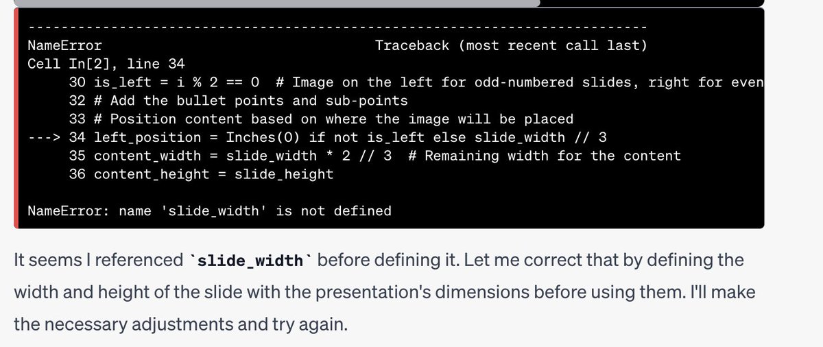 danielnoegel's tweet photo. Watching ChatGPT analyzing and fixing its own bugs (all in one response) is still amazing to me. In the end, it really made it 🎉 https://t.co/vV5Il1YYcM