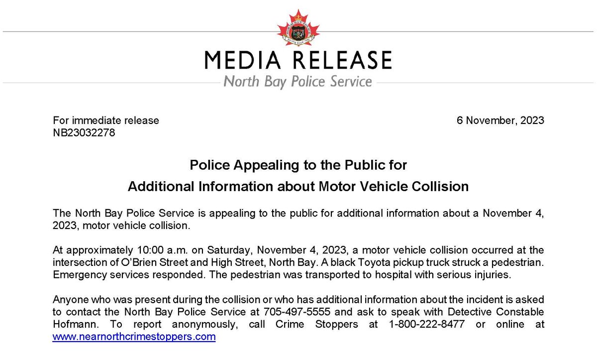 North Bay Police NorthBayPolice Twitter Profile Sotwe