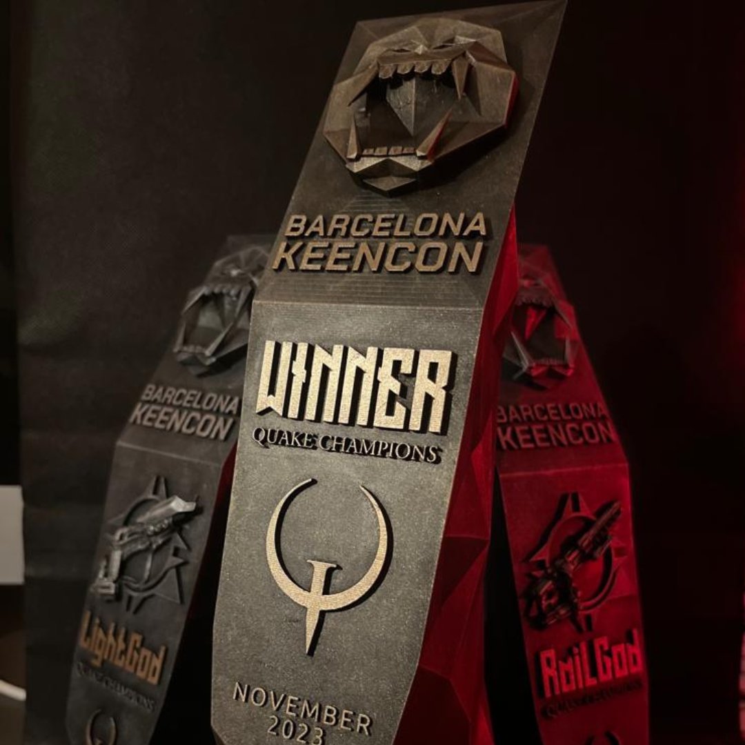 It's #BarcelonaKeenCon2023 week 🦍

In less than 4 days, our 32 contestants will battle it out for these impressive trophies made by @podio3d 🏆

What do you think of these masterpieces / Who do you think will take home one of these? 🤔  

#BeTheBEaST #quakechampions