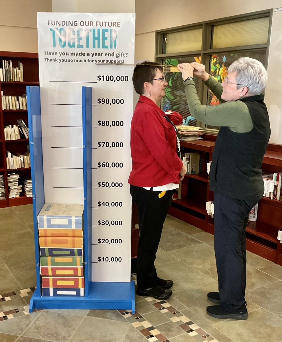 SchlowLibrary's tweet photo. Thanks to our amazingly supportive community, we’ve gotten off to a great start, but can you help our #FallFundDrive thermometer climb to the same height as our Director? Visit https://t.co/0tOWiMN2jd to give it a boost! https://t.co/Jax0l5zugs