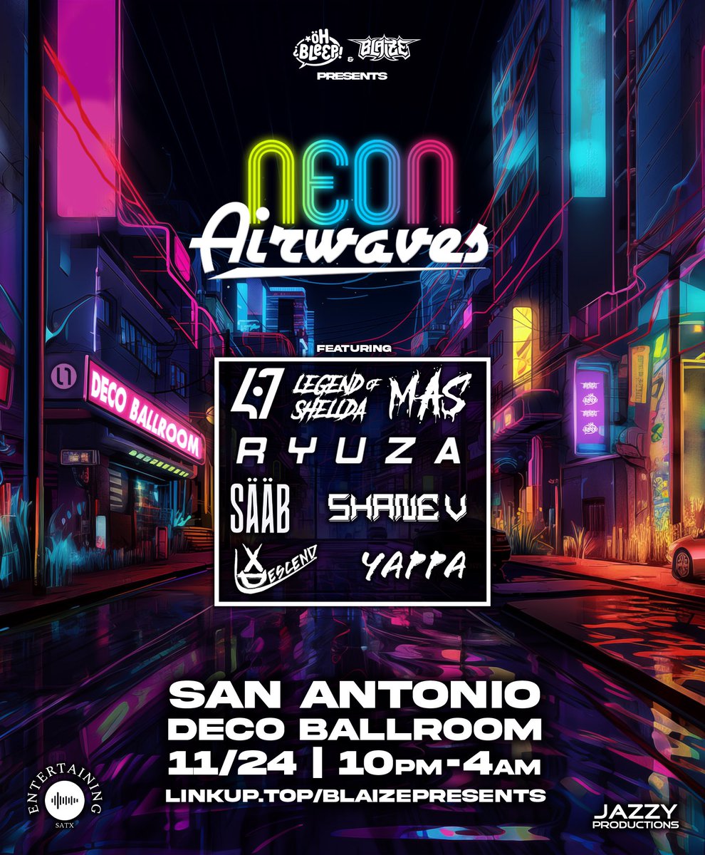 blaizepresents's tweet photo. 📣SHOW ANNOUNCEMENT📣
Neon Airwaves at Deco Ballroom! 
More info below https://t.co/mDBE2jWBHx