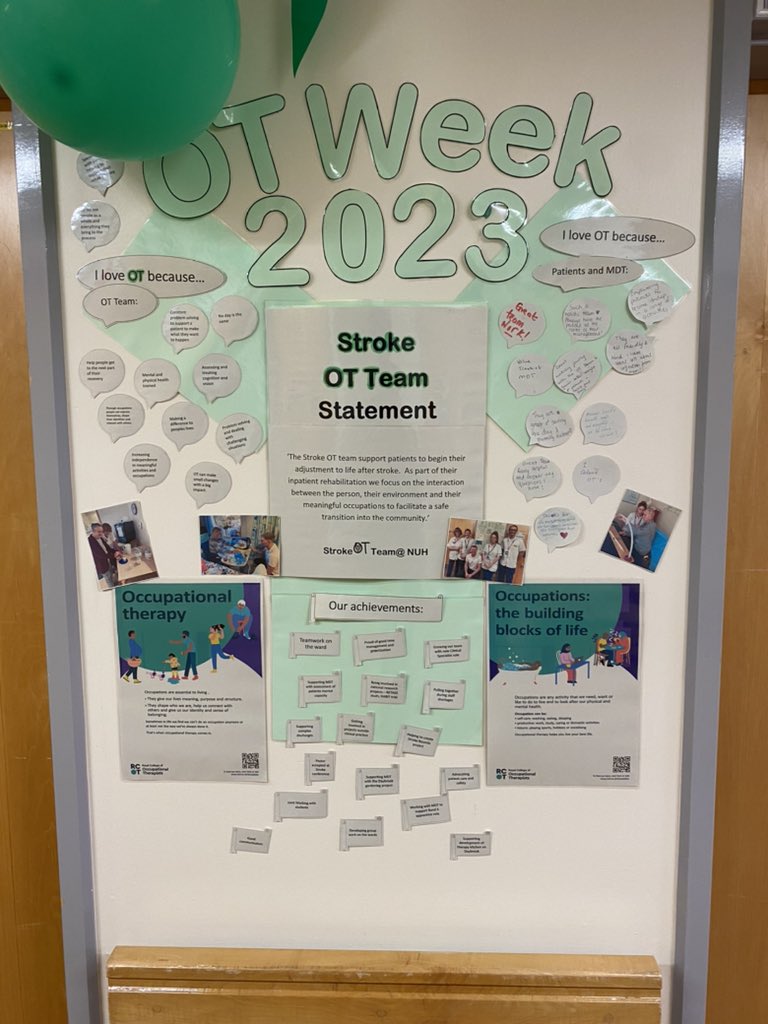 Huge shout out for the occupational therapists on Daybrook Ward celebrating OT week … Such an amazing team…. ❤️❤️🥳🥳🥳👏👏👏👏.  Patient consent for photo to be used