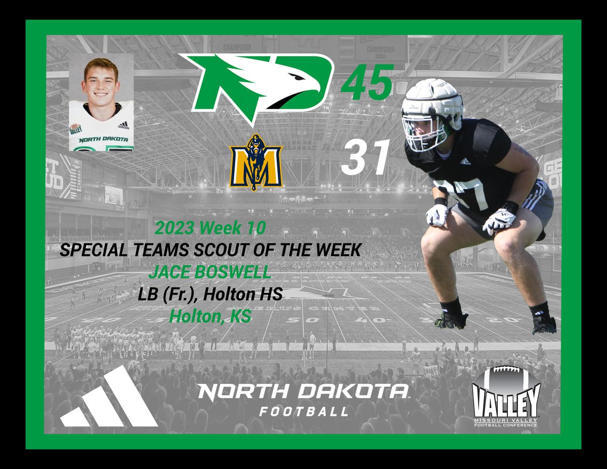 Valley road wins in November take a lot of effort. Congrats to Jace Boswell <a href="/Jace_boswell/">Jace Boswell</a> out of Holton HS <a href="/WeAreHolton/">Holton High School</a> in Holton, KS earning the Special Teams Work Team Player of the Week for Week 10! #UNDProud #DayByDay