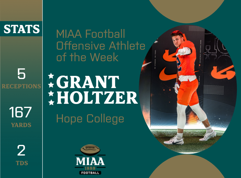MIAA1888's tweet photo. #D3MIAA Football Athletes of the Week | November 6, 2023 🏈

Offensive:
Grant Holtzer, @HopeAthletics 
https://t.co/0pGKkb74ji

Defensive:
Drew Humm, @AlmaScots 
https://t.co/B5oHjseFg3

Special Teams:
Zach Poff, @AlmaScots 
https://t.co/EJhgSA5CX8

#MIAAfb #GreatSince1888 https://t.co/uokC3MpeI3