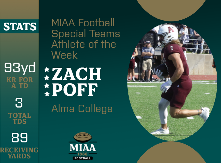 MIAA1888's tweet photo. #D3MIAA Football Athletes of the Week | November 6, 2023 🏈

Offensive:
Grant Holtzer, @HopeAthletics 
https://t.co/0pGKkb74ji

Defensive:
Drew Humm, @AlmaScots 
https://t.co/B5oHjseFg3

Special Teams:
Zach Poff, @AlmaScots 
https://t.co/EJhgSA5CX8

#MIAAfb #GreatSince1888 https://t.co/uokC3MpeI3