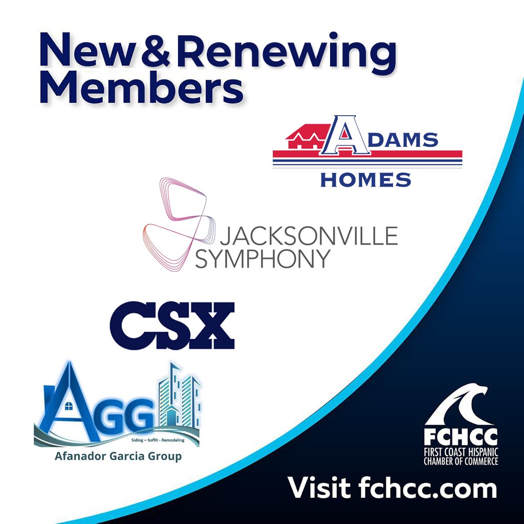 FCHCCflorida's tweet photo. The Hispanic Chamber (FCHCC) & the NEFL Business Community thank Adams Homes, @CSX, AGG Construction FL & @jaxsymphony for joining and/or renewing your membership & continued support!
#fchcc #membershipmonday #ourchamberisyourchamber https://t.co/aJqbrOXkWK
