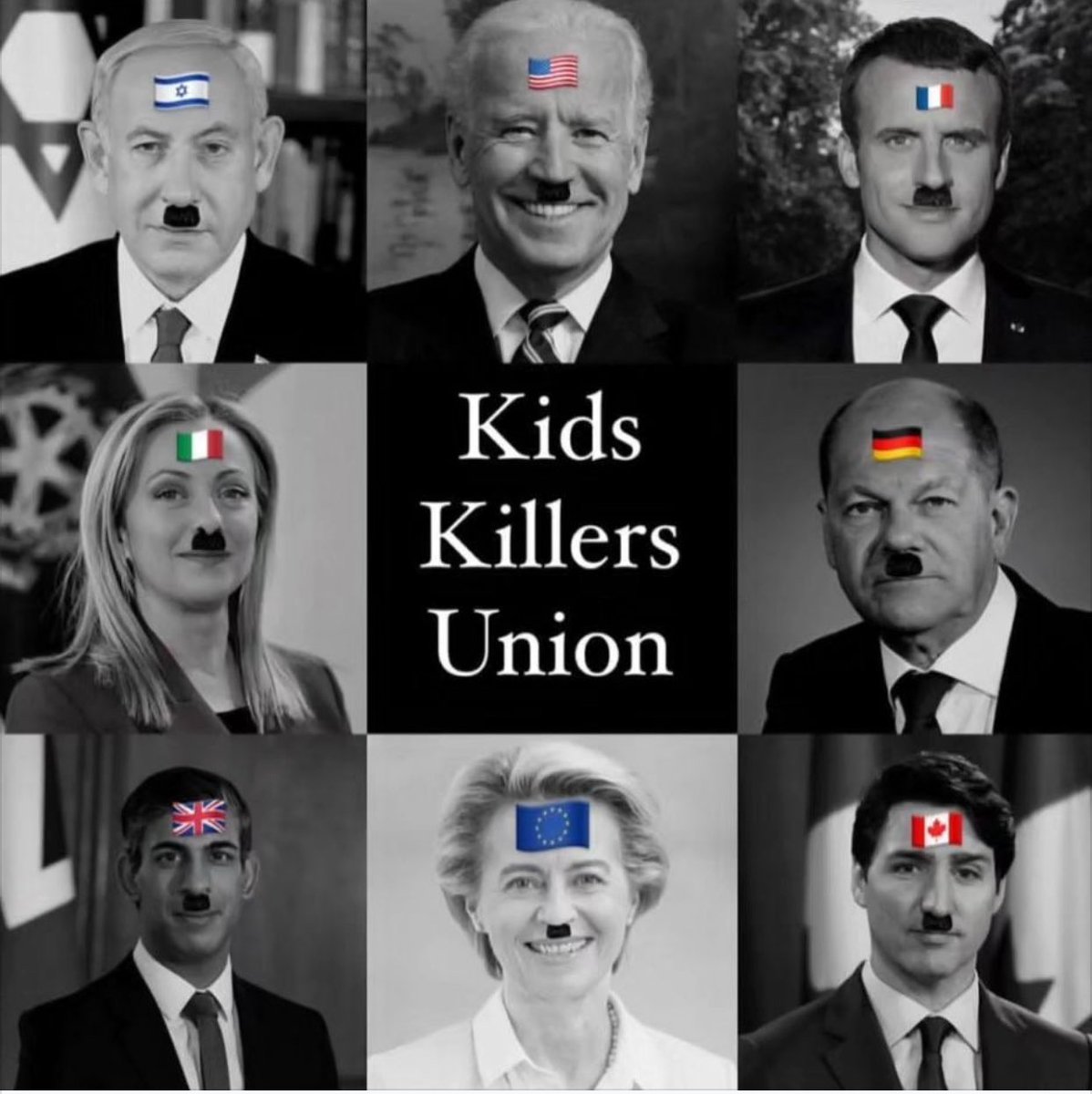 Criminals <a href="/POTUS/">President Donald J. Trump</a> <a href="/RishiSunak/">Rishi Sunak</a> <a href="/netanyahu/">Benjamin Netanyahu - בנימין נתניהו</a> <a href="/EmmanuelMacron/">Emmanuel Macron</a> <a href="/JustinTrudeau/">Justin Trudeau</a> <a href="/GiorgiaMeloni/">Giorgia Meloni</a> <a href="/AlboMP/">Anthony Albanese</a> <a href="/vonderleyen/">Ursula von der Leyen</a> 
#FreePalaestine