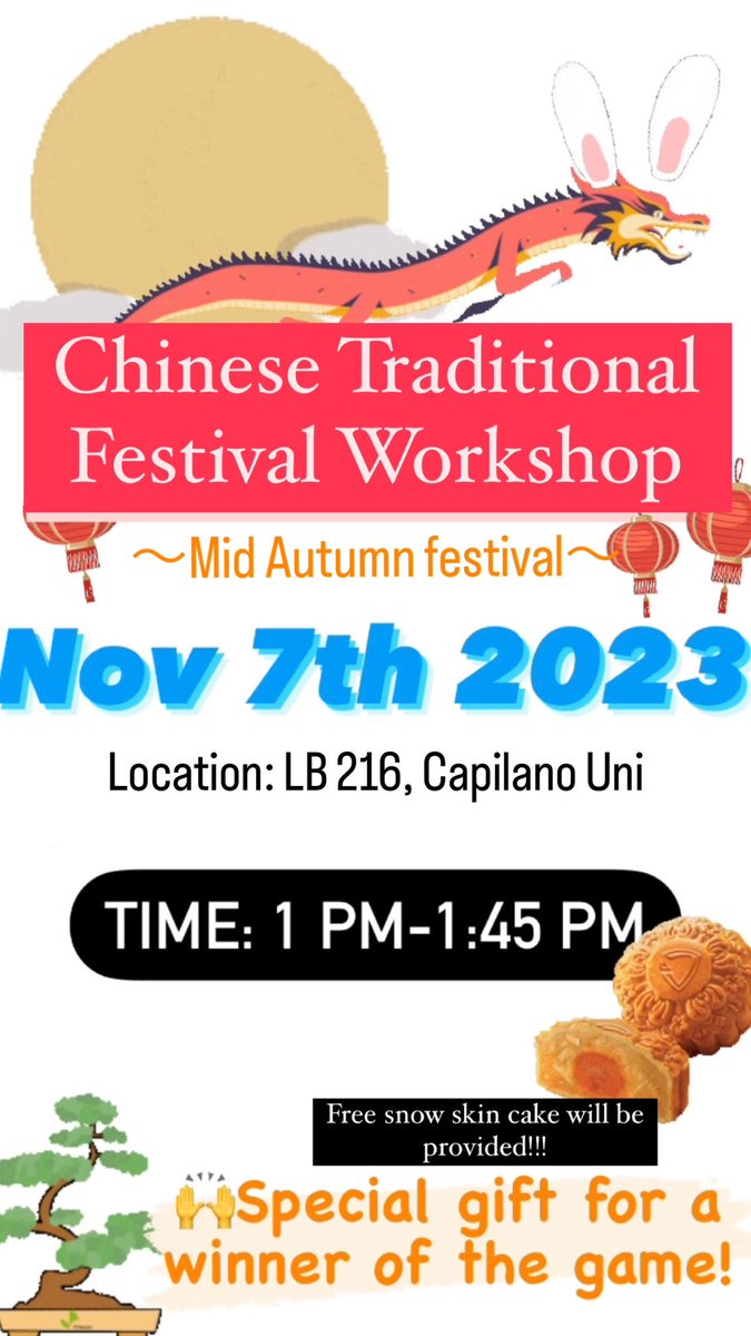 mae0504kai's tweet photo. Join us at our mid-autumn festival event at LB216 and explore Chinese festival cultures and how to make mooncakes! https://t.co/VjWRJJbEkJ