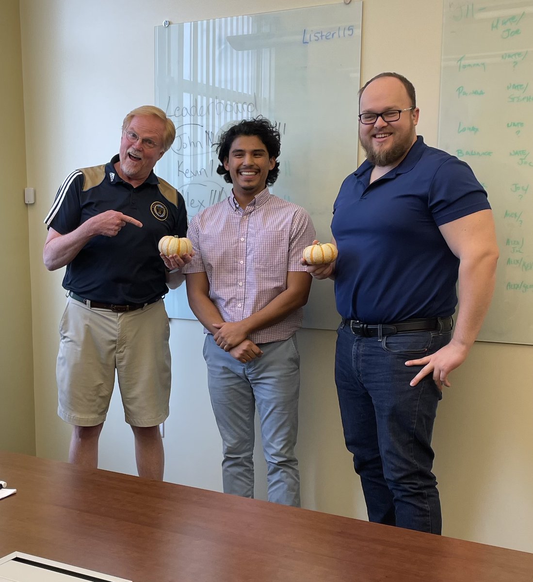 JLArchitects's tweet photo. The JL team’s monthly social was Halloween trivia hosted by Franklin. Do you know what famous magician died on #Halloween? John and Alex were the big winners, each taking home a pumpkin prize! 
(Answer: Harry Houdini)
#architects #teamsocial #workandplay https://t.co/MtN9wwMqbl