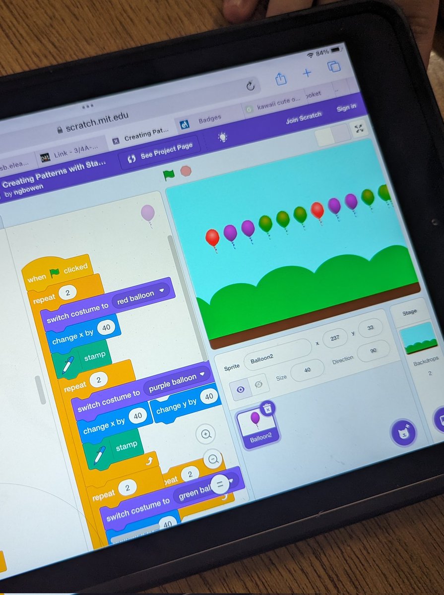 NGMBowen's tweet image. Patterning in 2 ways in Gr 3 @stfxces! 1st class used @scratch to create repeating patterns, learning about repeats & efficiency. 2nd used #bluebots to practice creating, transposing, & reading growing patterns. Both classes had tons of fun! #mathcoding @hwcdsbmathk8 @HWCDSB