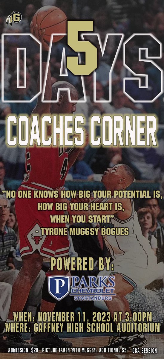 Elevate your game with Muggsy Bogues at 'The Coaches Corner'! Discover the winning mindset and leadership secrets from a NBA legend. Get ready to be empowered and inspired with Side By Side interview with Coach Blue, Q&amp;A with the public and Meet &amp; Greet with Muggsy himself‼️