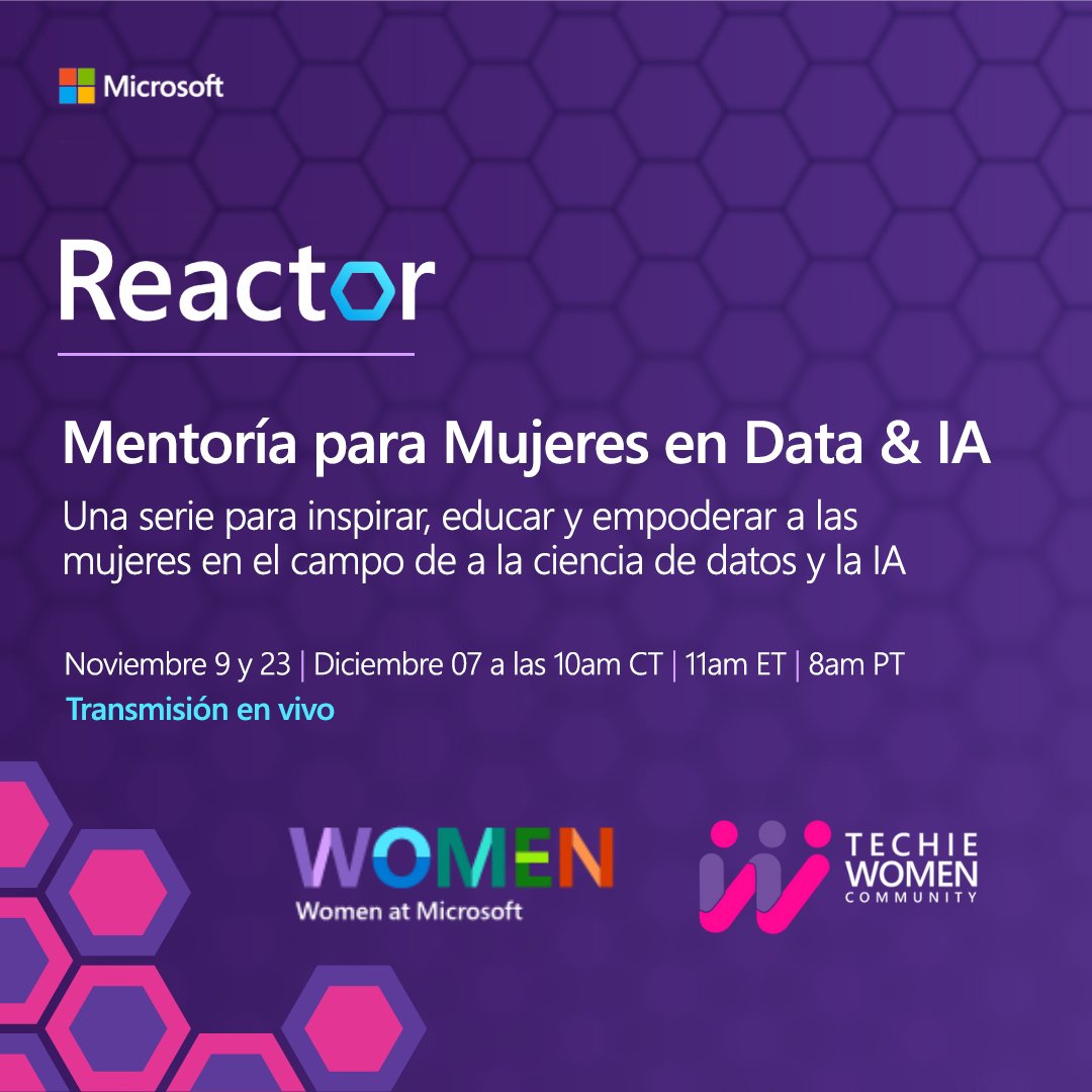 msdevlatam's tweet photo. Mentoría para Mujeres en Data &amp; IA busca fomentar una comunidad inclusiva y diversa en el campo de la ciencia de datos y la inteligencia artificial. Si deseas adquirir nuevas habilidades y construir una red sólida, ¡no te pierdas esta serie gratuita! https://t.co/aeNMTxwQlJ https://t.co/NMGJqJ28Ph