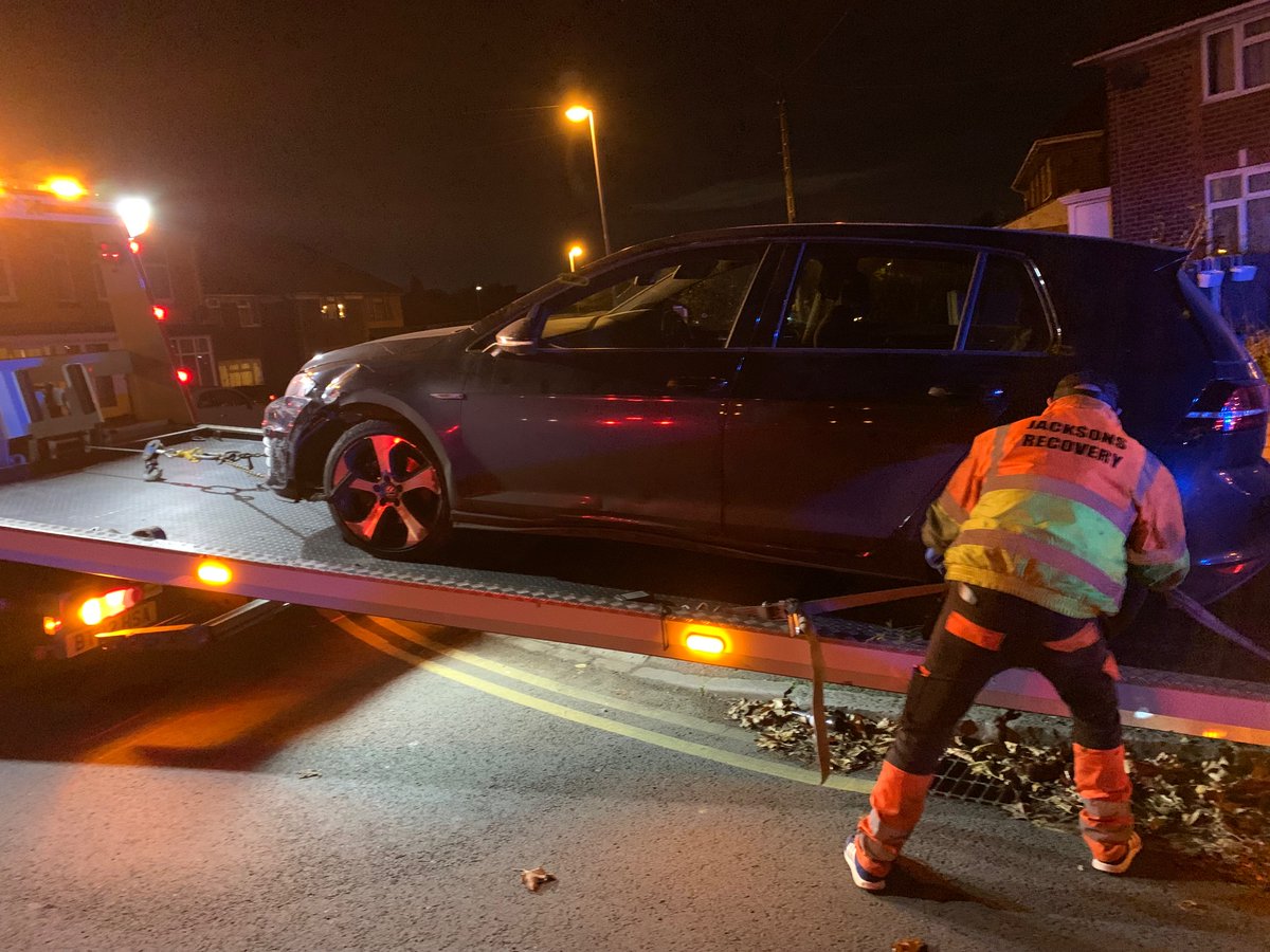 YardleyWMP's tweet photo. Another stolen vehicle recovered on Hilderstone Road , occupants managed to wedge it between a tree and a lamppost , before running away. #offforforensics #thanksforthedna https://t.co/6ocJxDdewj