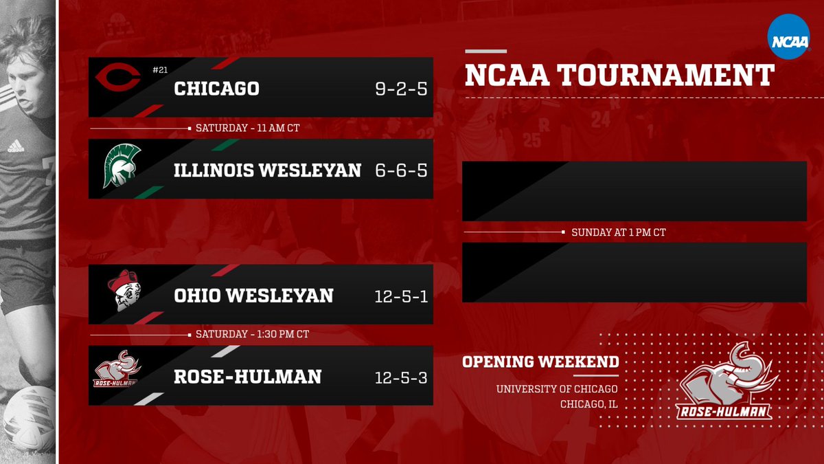 rhitsports's tweet photo. MEN'S ⚽: The Fightin' Engineers will travel to the University of Chicago on Saturday to take on Ohio Wesleyan in the opening round of the NCAA Tournament. The game will kick off at 1:30 PM CT on Saturday! #GoRose

📄: https://t.co/U3pxVfuy9t https://t.co/Agmtj8KLRm