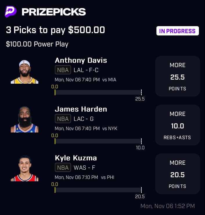 MilkyLockz's tweet photo. HERE WE GO ‼️‼️ 11/6 Slate

Don’t sleep on this. Big 💰 night coming 

#prizepicklocks #CFB #GambingTwitter https://t.co/qEOGoIXm4i