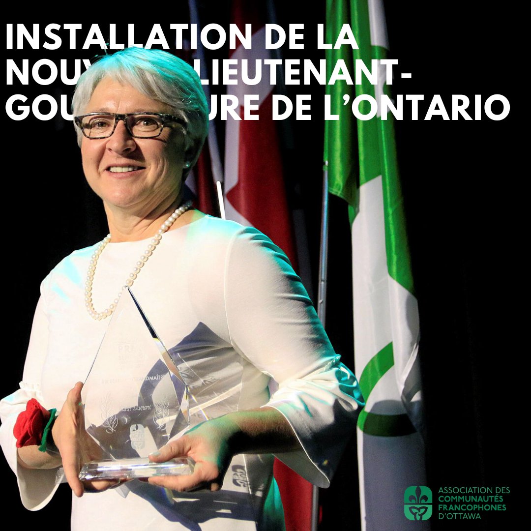 Félicitations à Madame Édith Dumont, nouvellement installée comme 30e lieutenante-gouverneure de l'ACFO Ottawa! Première francophone à occuper ce poste historique en Ontario, son leadership et son engagement envers la francophonie sont une source d'inspiration. Bravo! 🎉