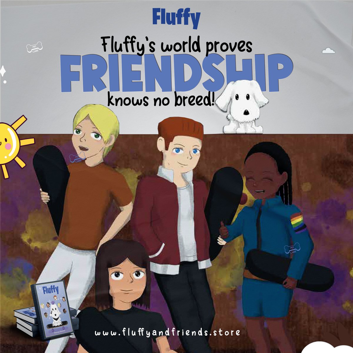 Get your ticket to Fluffy's world! In the enchanting realm of Fluffy, friendship blooms like spring flowers, and every woof is a love song. amzn.com/1662454406/ #Fluffy #ThomasStevens #inclusivity #diversity #friendship #author #authorlife #goodreads #reading #booktwt