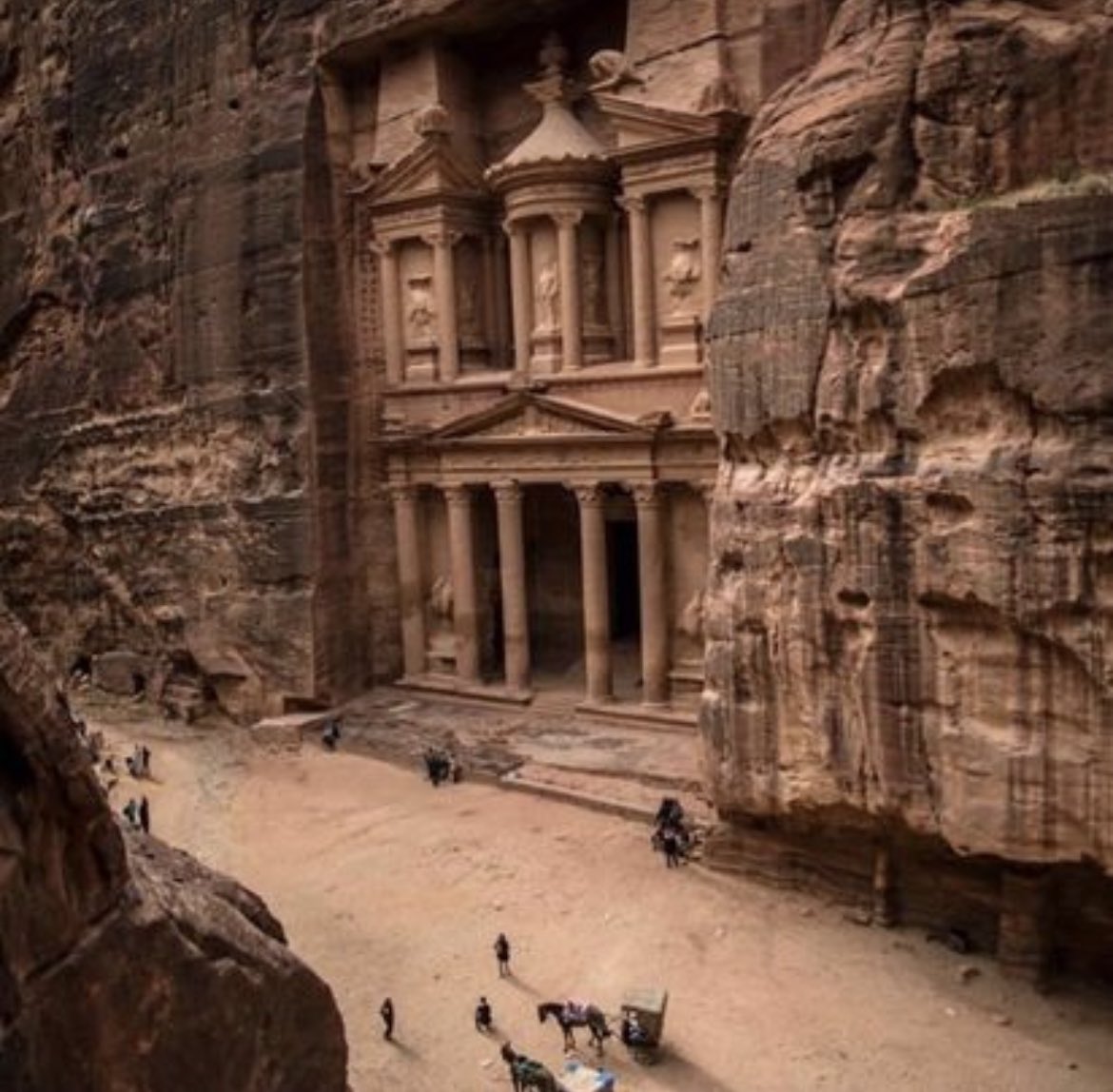 Petra, Jordan. One of the seven modern
wonders of the world.

Petra is known as the 'Rose City' due to the color of stone from which it is carved, which dates back thousands of years.

It was once a thriving trade center and the capital of the Nabataean Empire between 400 B.C.