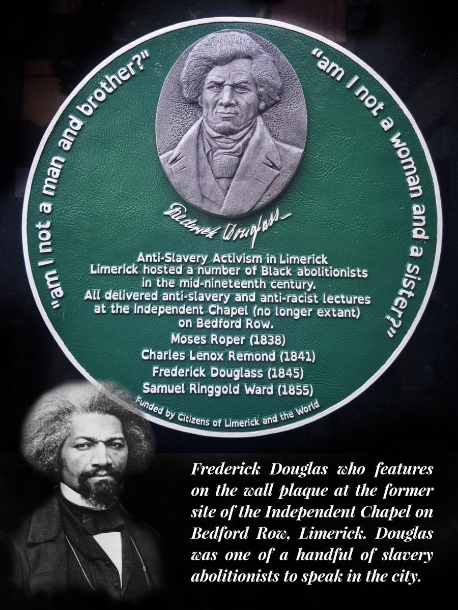 Marc_O_hArgain's tweet photo. Nov 10. 1845 Frederick Douglass gave an Anti-Slavery speech on Bedford Row, #Limerick. On the way from Cork he saw for the first time the dreadful condition of the Irish who were feeling the effects of the "Famine". He was reminded of his own living conditions in slave quarters https://t.co/RLuRe4S9mA