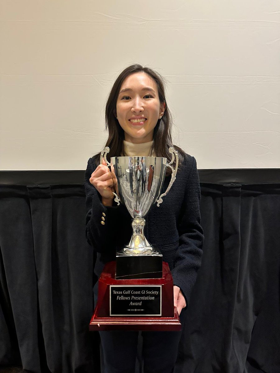 ScottALarsonMD's tweet photo. Texas Gulf Coast Gastroenterological Society Annual Fellow Competition 11/2/23.
ย
We got the trophy back!ย ๐๐๐ฅ
ย
Congratulations #JinnaChuMD for representing @bcm_gihep and her great achievement. ๐ฅณ๐๐๐ป
@rjsealock
@WasseemSkefMD
@waqmd
@milenasuarez
@ruben_hernaez https://t.co/o9tJffvheK