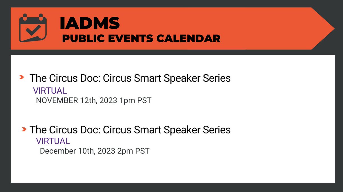 Check out our upcoming November & December events! For more information on each event and to be up to date with events happening around the world, visit: iadms.org/resources/even……IADMS members can use the 'Submit an Event' link at the top of the webpage to share upcoming events.