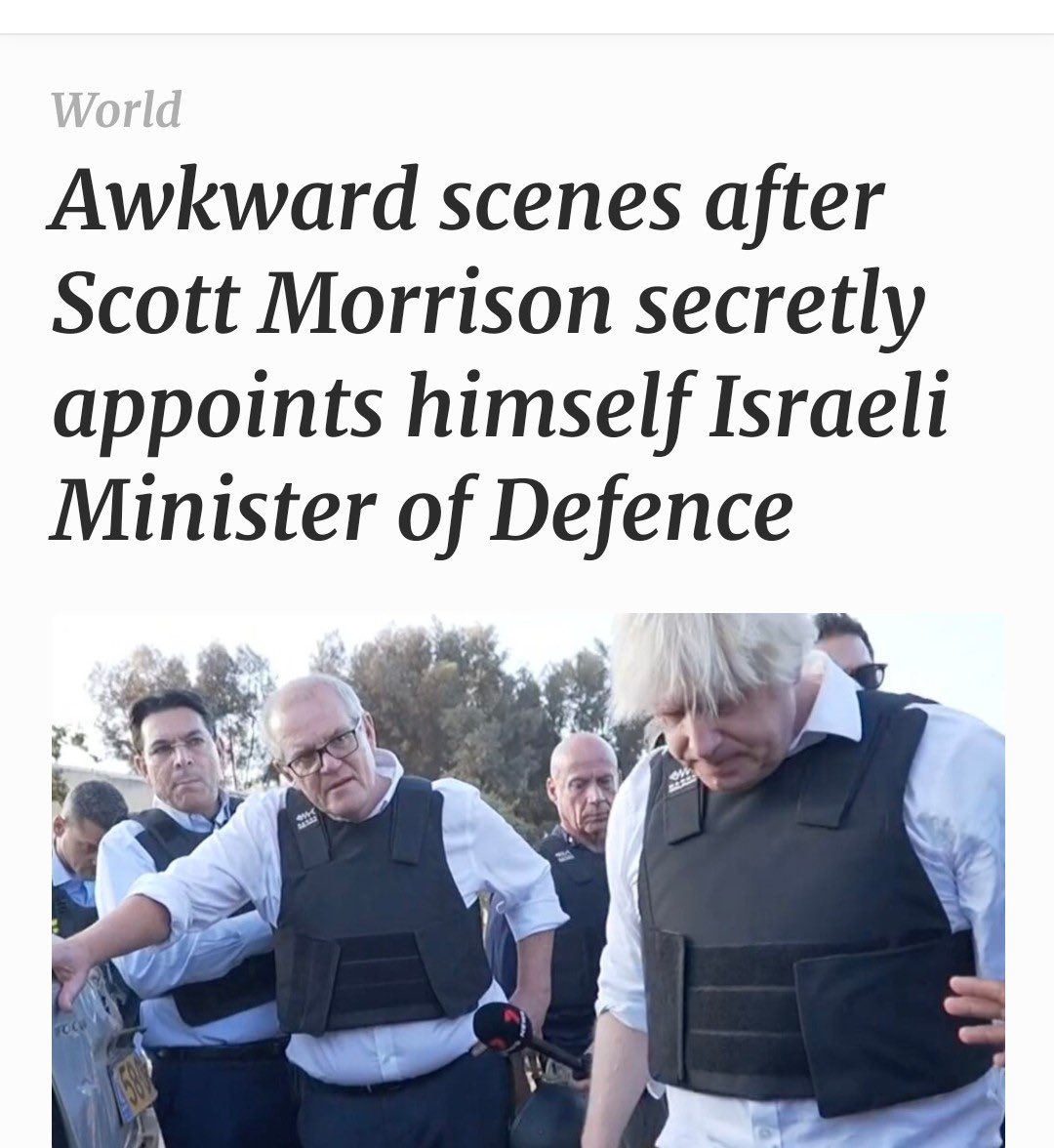 Sinister failed PM Scott Morrison cosplaying in Israel #crookfromCook #scottythefailure