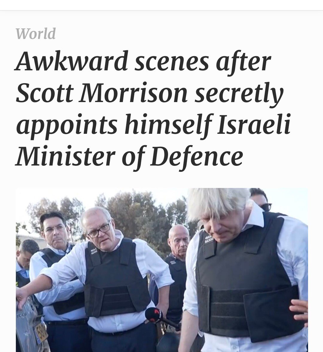 julia16815's tweet photo. Sinister failed PM Scott Morrison cosplaying in Israel #crookfromCook #scottythefailure https://t.co/SbxdBomxmO