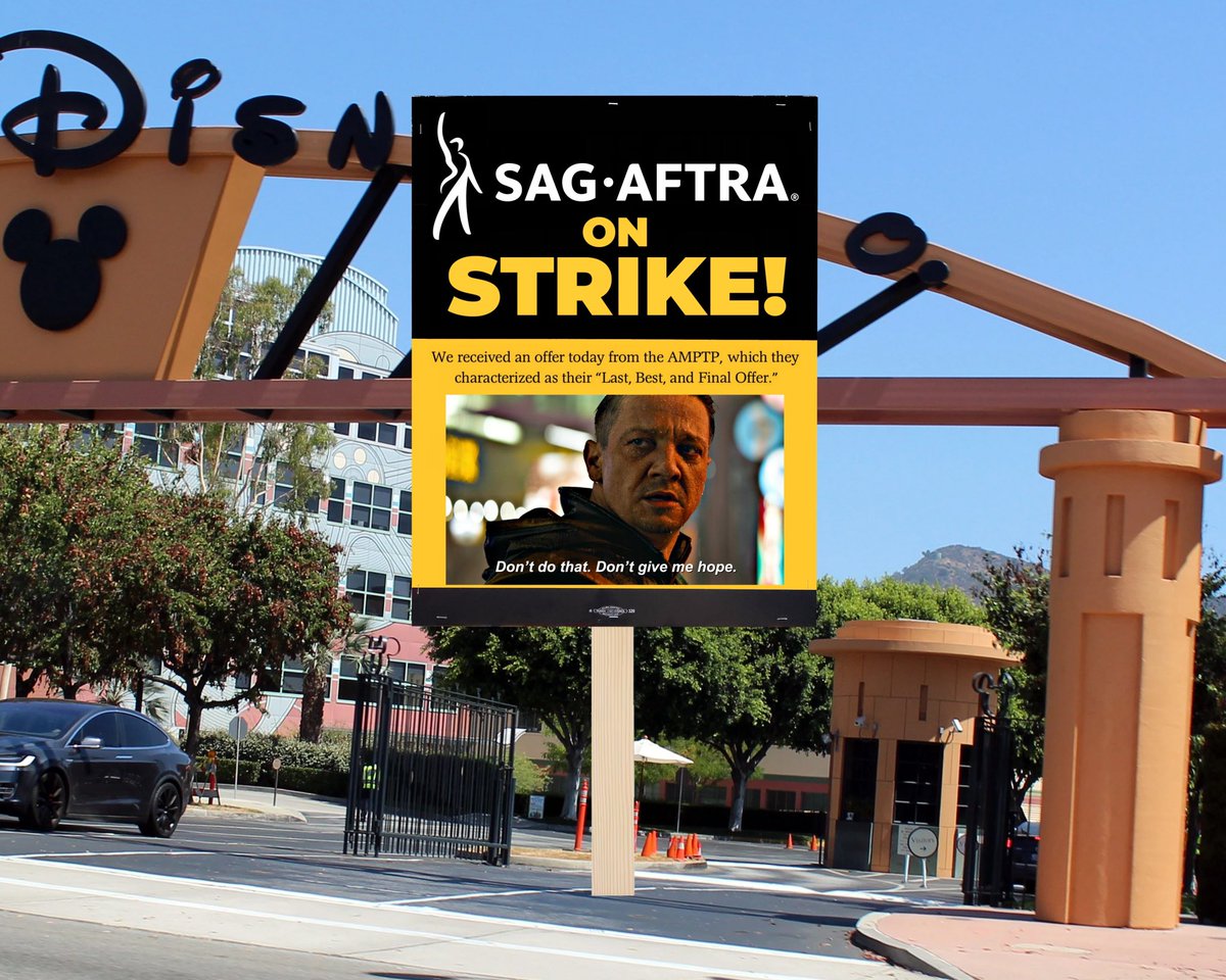 DailyPicket's tweet photo. DAY 116 --- 11/6/23

perfectly balanced, as all deals should be

#ActorsStrike #SAGAFTRAStrike #SAGAFTRAStrong #Solidarity #Marvel #MCU #Avengers #Hawkeye https://t.co/l5LvKS4iCu