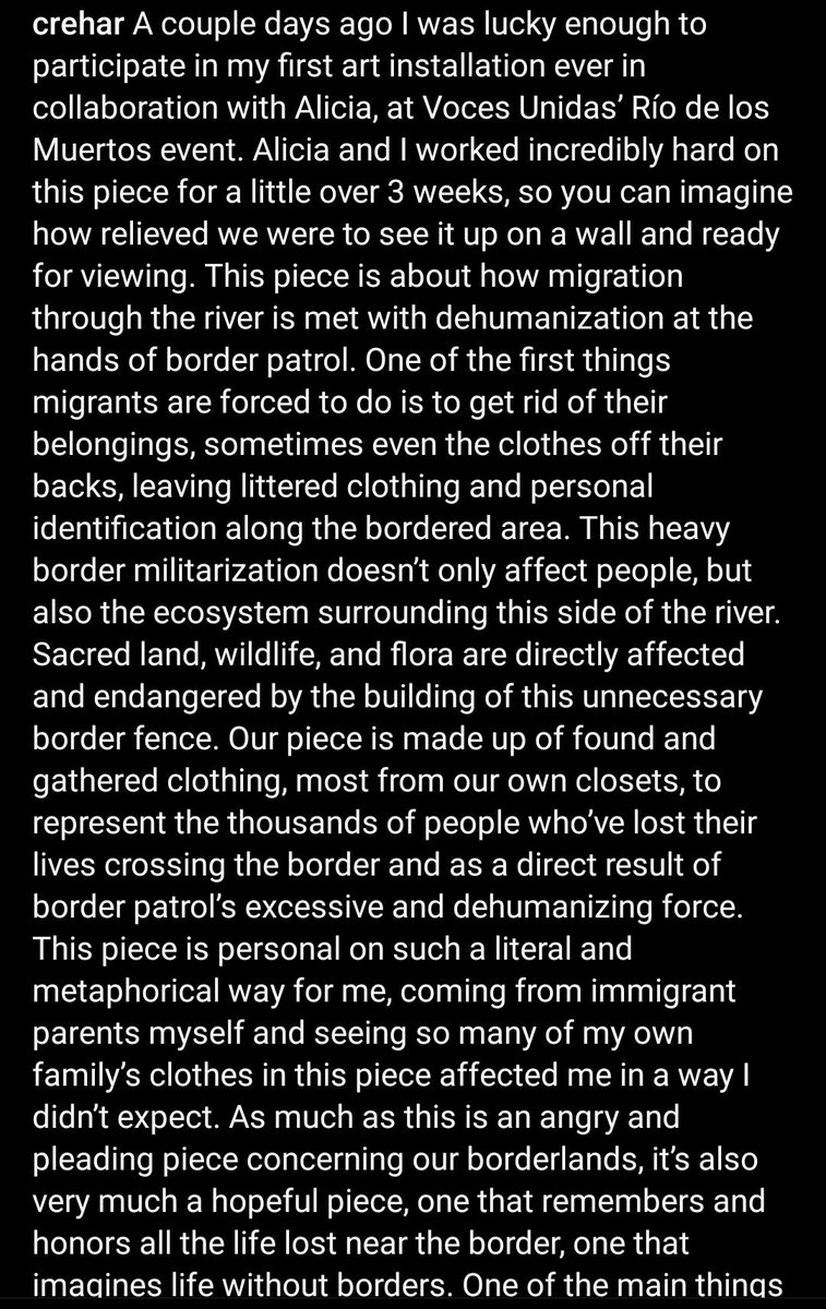 VocesUnidasRGV's tweet photo. "This piece is about how migration
through the river is met w/ dehumanization at the hands of border patrol. One of the first things migrants are forced to do is to get rid of their belongings, sometimes even the clothes off their backs, leaving littered clothing &amp; personal ..."+ https://t.co/pm8wb3N03l