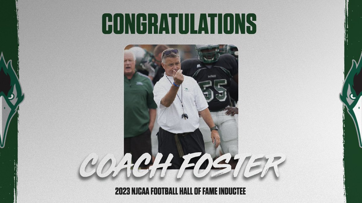 Congrats to former Head Football Coach Matt Foster on being named a 2023 Inductee into the NJCAA Football HOF

Coach Foster has helped countless people become better versions of themselves both on &amp; off the field. He instilled a culture that still runs deep in the program today.